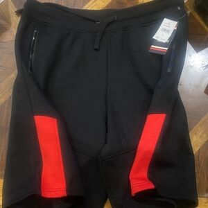 Akademiks Black Athletic Shorts with Red Panels